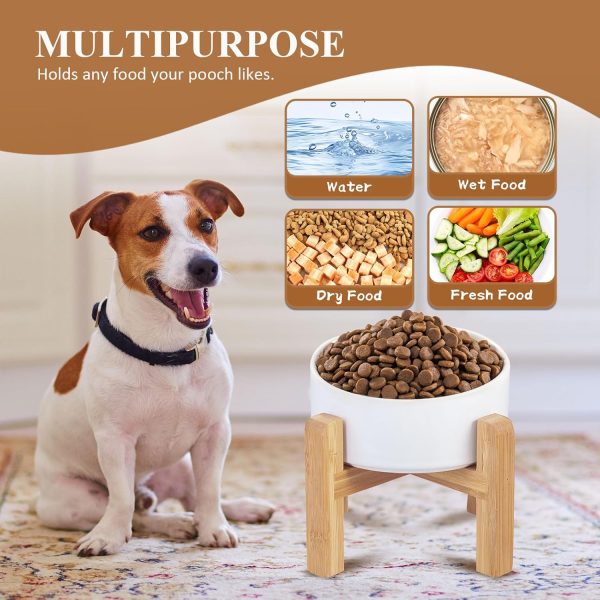 Pet Ceramic Dog Bowl HCHLQLZ Non Slip Wood Stand-8