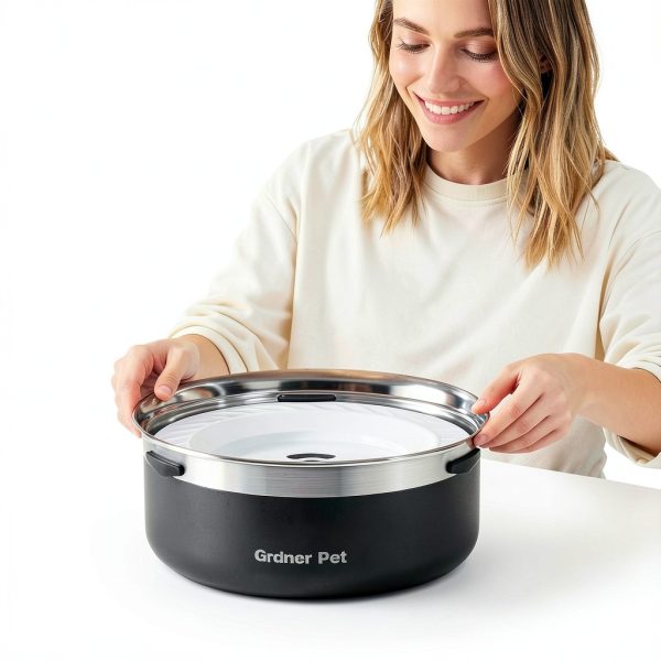 Gardner Pet Stainless Steel Dog Water Bowl Large 3.85L White-5