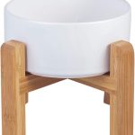Pet Ceramic Dog Bowl HCHLQLZ Non Slip Wood Stand-0