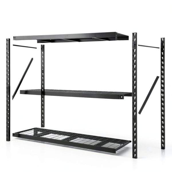 Heavy Duty 3 Tier Metal Garage Shelving SereneLife 24x77x72 2000lb-6