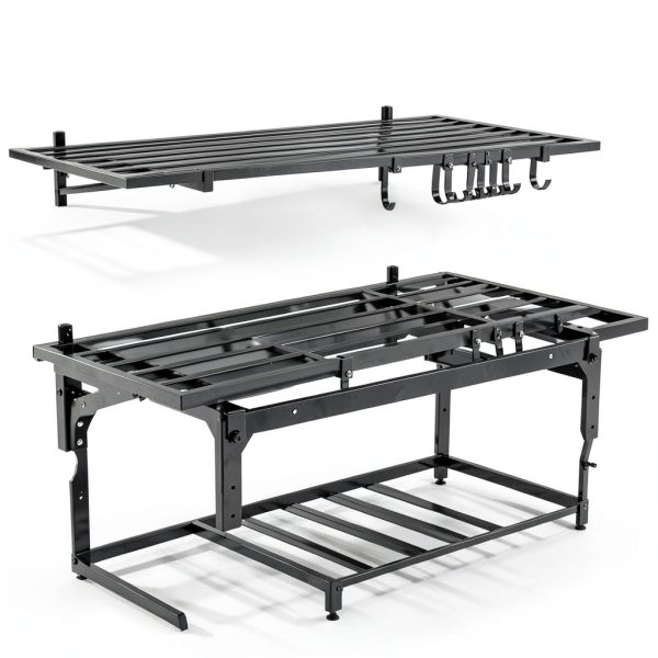 2-Pack Garage Wall Shelving with Hooks, Heavy Duty Wall Mount Storage Shelf 500 lbs Load Capacity Suitable for Garage Storage, Shed, Shop (2' x 4')-3