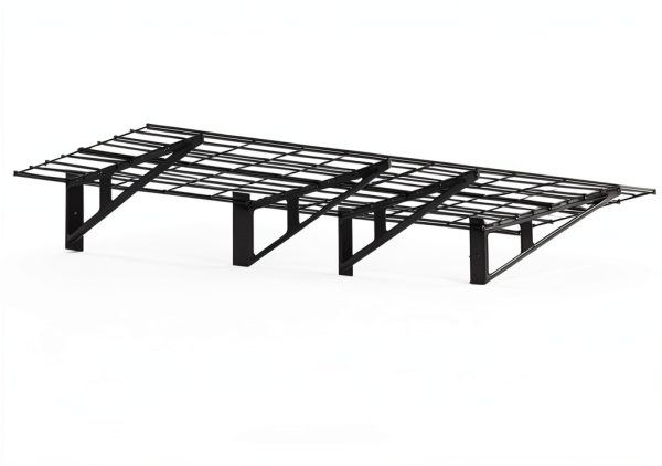 FAHKNS 2 x 6 ft Garage Wall Shelving, 2-Pack Garage Shelving Wall Mounted, 1200LBS Capacity Heavy Duty Metal Wire Shelves, Floating Long Shelf for Carport Shed Kitchen, Black-0
