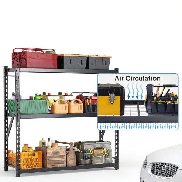 Heavy Duty 3 Tier Metal Garage Shelving SereneLife 24x77x72 2000lb-5