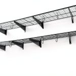Fencer Wire Heavy Duty Wall Shelf 96in x 18in Black with 4 Hooks-0
