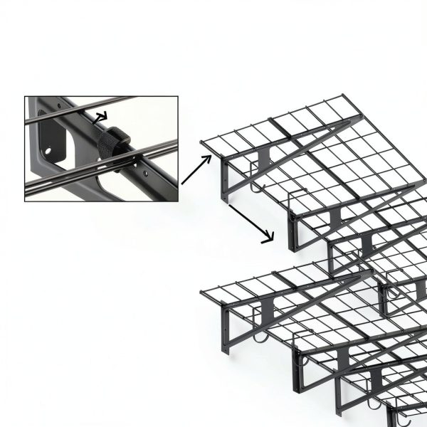 FAHKNS 2 x 6 ft Garage Wall Shelving, 2-Pack Garage Shelving Wall Mounted, 1200LBS Capacity Heavy Duty Metal Wire Shelves, Floating Long Shelf for Carport Shed Kitchen, Black-6