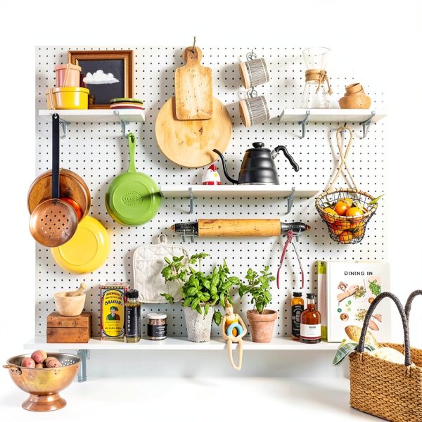 Black Pegboard Shelf 4-Pack YUSFKJ Heavy Duty Wooden Shelves-6