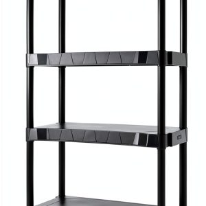 Heavy Duty 4-Tier Storage Shelving Unit, Black Plastic, 30 Inch Wide x 56.2 Inch High, 280 lb Capacity, Tool-Free Assembly, for Garage, Basement, Utility Room-0