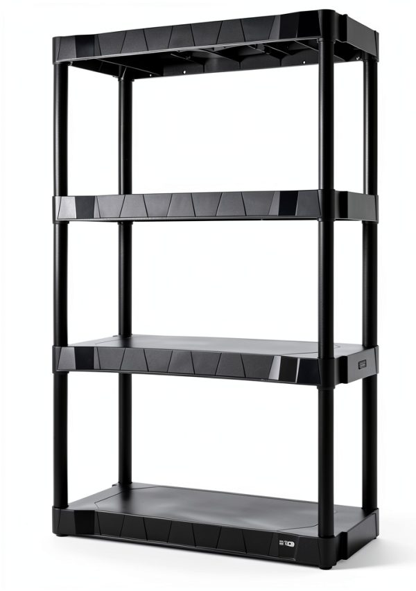 Heavy Duty 4-Tier Storage Shelving Unit, Black Plastic, 30 Inch Wide x 56.2 Inch High, 280 lb Capacity, Tool-Free Assembly, for Garage, Basement, Utility Room-0