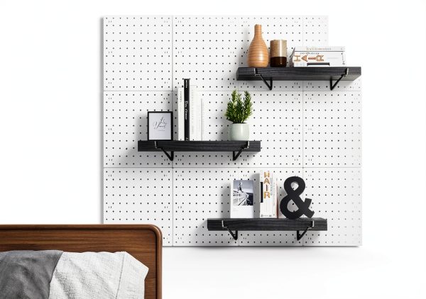Black Pegboard Shelf 4-Pack YUSFKJ Heavy Duty Wooden Shelves-3