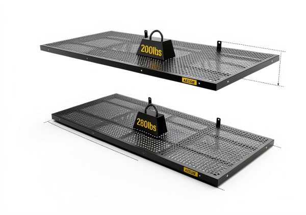 2-Pack 1.64x4ft Adjustable Garage Wall Shelving 560lbs Load Capacity Heavy Duty Wall Mounted Storage Shelf Metal Floating Shelves for Garage(Black)-4
