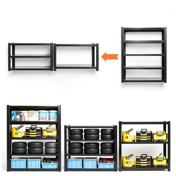 72" H Garage Shelving by EKJ 5 Tier Adjustable Metal Rack Black-5