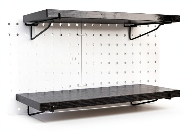 Black Pegboard Shelf 4-Pack YUSFKJ Heavy Duty Wooden Shelves-5