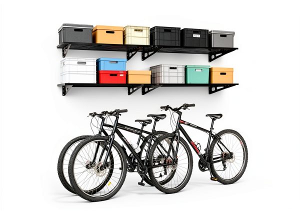 Garage Shelving Wall Mounted, 2-Pack 2x8ft Garages Shelving 24-inch-by-96-inch Wall Shelf Garage Storage Rack Floating Shelves, Space-Saving Black-1