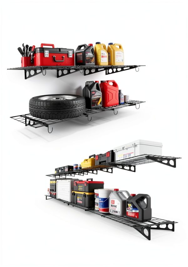 Garage Wall Shelving ZUCIRE 2 Pack 2x6 Ft Heavy Duty Metal with Hooks-5