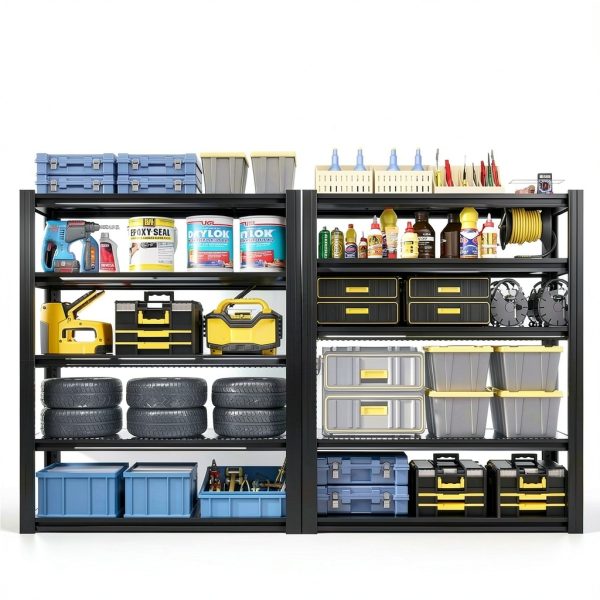 72" H Garage Shelving by EKJ 5 Tier Adjustable Metal Rack Black-4
