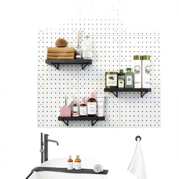 Black Pegboard Shelf 4-Pack YUSFKJ Heavy Duty Wooden Shelves-4