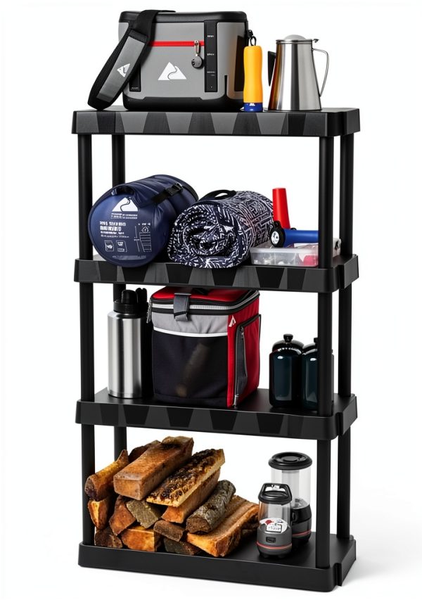 Heavy Duty 4-Tier Storage Shelving Unit, Black Plastic, 30 Inch Wide x 56.2 Inch High, 280 lb Capacity, Tool-Free Assembly, for Garage, Basement, Utility Room-4