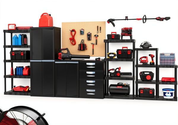 Heavy Duty 4-Tier Storage Shelving Unit, Black Plastic, 30 Inch Wide x 56.2 Inch High, 280 lb Capacity, Tool-Free Assembly, for Garage, Basement, Utility Room-3