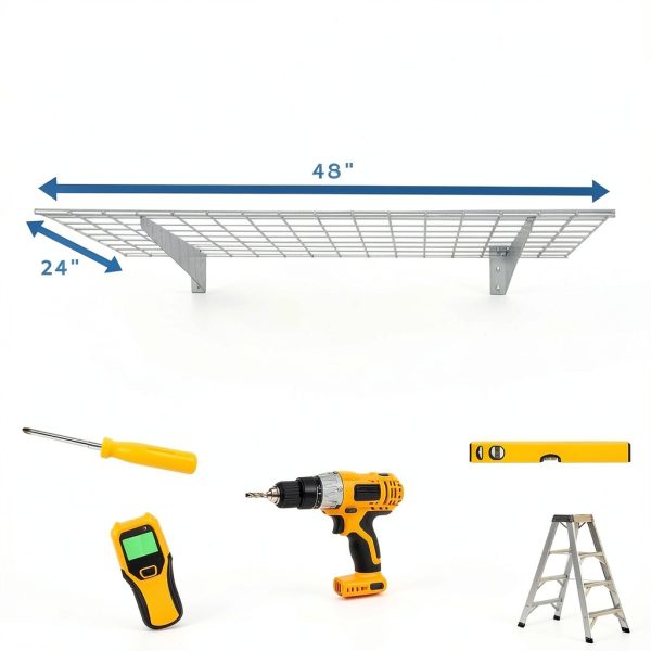 Hyloft 00630 Heavy Duty Steel Wall Garage Shelving 48x24 White-5