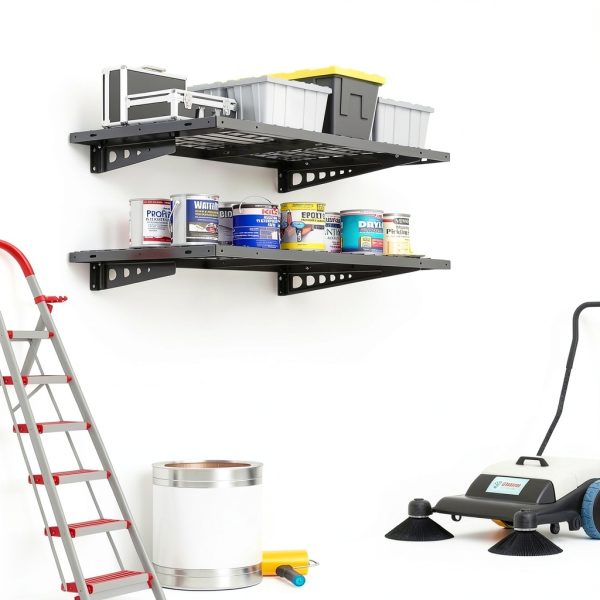Garage Storage Shelf FLEXIMOUNTS 2 Pack 2x4ft Heavy Duty Black Rack-8