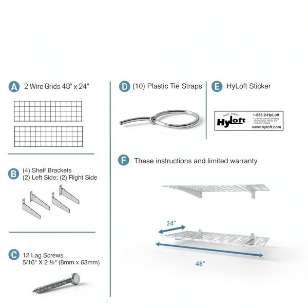 Hyloft 00630 Heavy Duty Steel Wall Garage Shelving 48x24 White-6