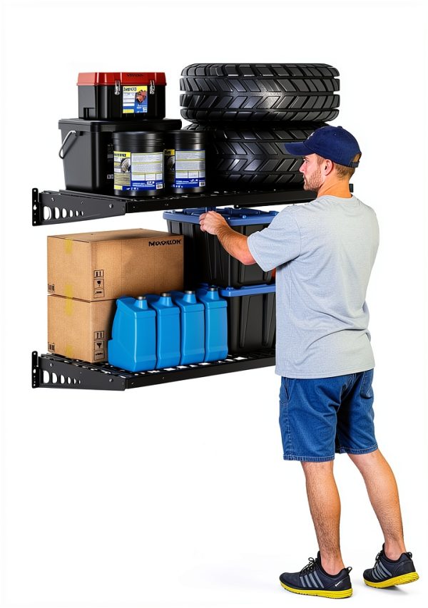 Garage Storage Shelf FLEXIMOUNTS 2 Pack 2x4ft Heavy Duty Black Rack-5