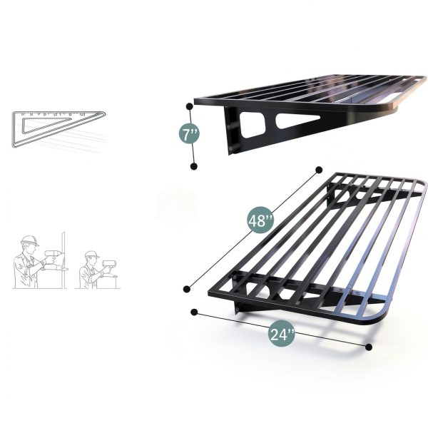 Garage Shelving Wall Mounted, 2-Pack 2x8ft Garages Shelving 24-inch-by-96-inch Wall Shelf Garage Storage Rack Floating Shelves, Space-Saving Black-3