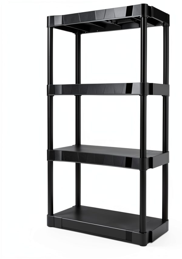 Heavy Duty 4-Tier Storage Shelving Unit, Black Plastic, 30 Inch Wide x 56.2 Inch High, 280 lb Capacity, Tool-Free Assembly, for Garage, Basement, Utility Room-2