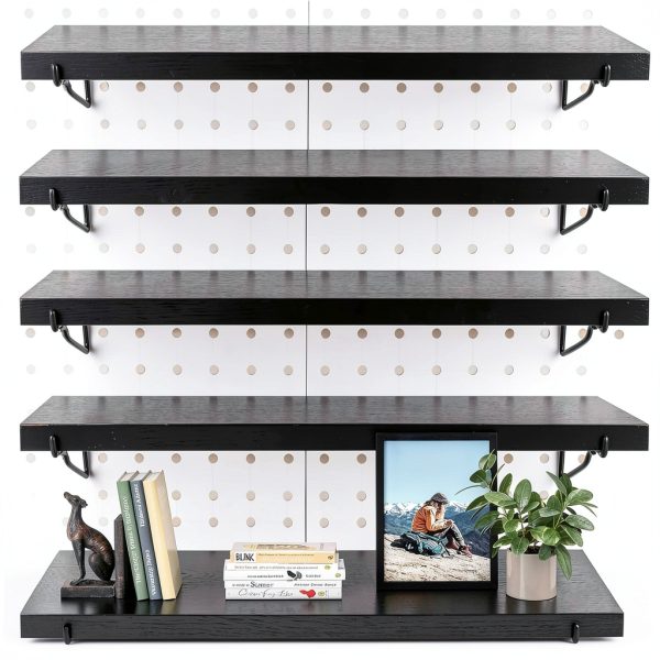 Black Pegboard Shelf 4-Pack YUSFKJ Heavy Duty Wooden Shelves-0