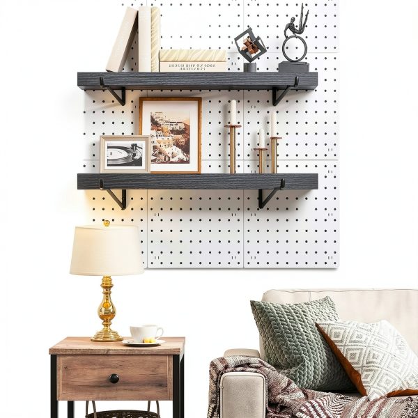 Black Pegboard Shelf 4-Pack YUSFKJ Heavy Duty Wooden Shelves-1