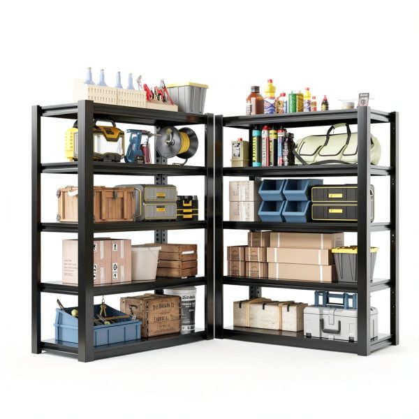 72" H Garage Shelving by EKJ 5 Tier Adjustable Metal Rack Black-2